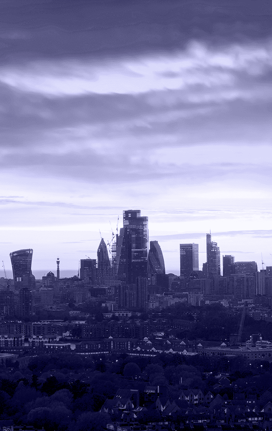 Image of a pink London skyline